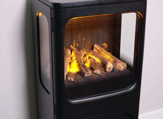 Dimplex Mapleton 100 haardkachel met brandend hout, zwart.