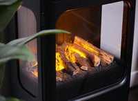Dimplex Mapleton 80 zwarte haard met brandend hout