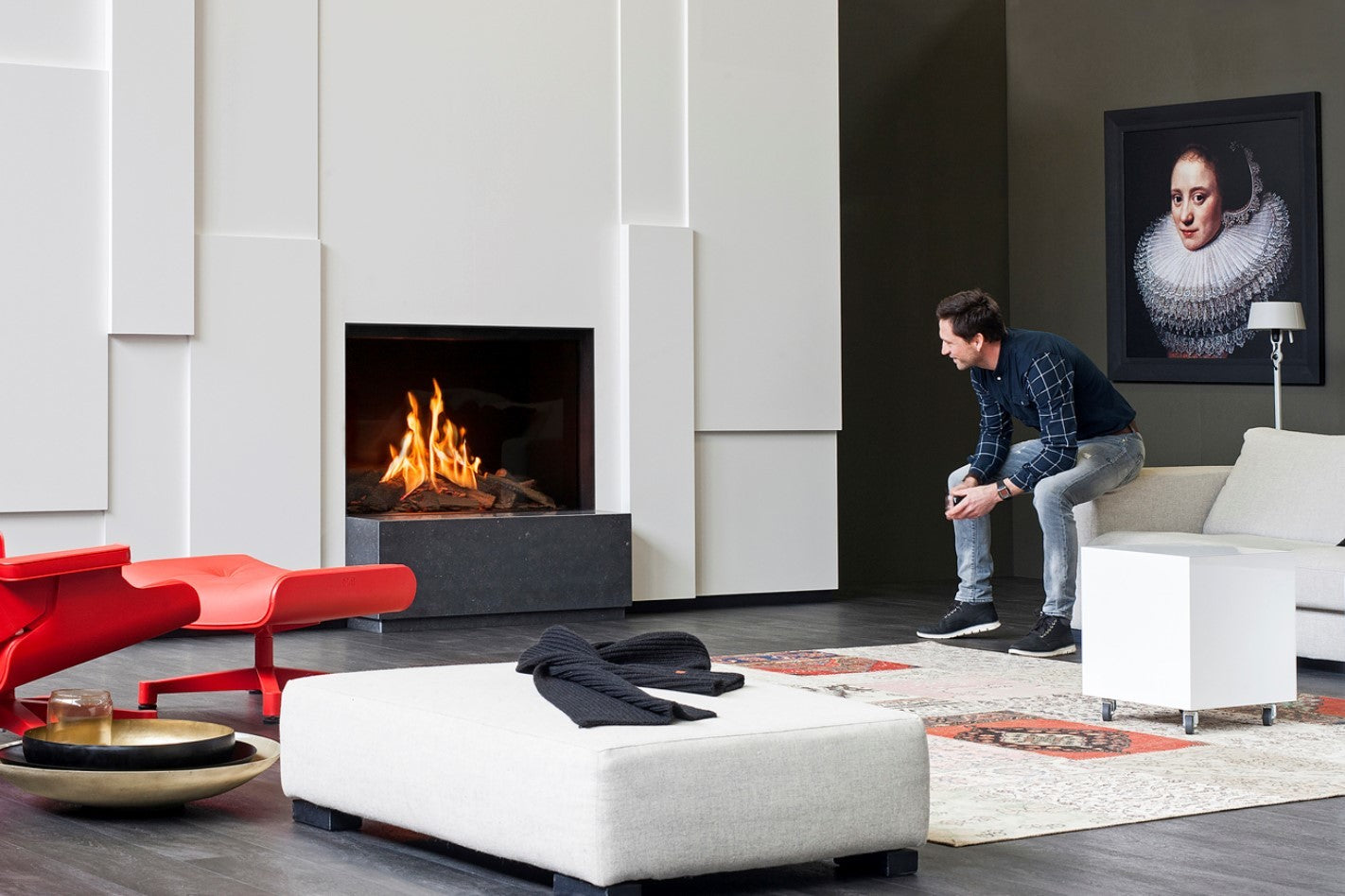 Faber Matrix 1050/650 I Front brandend in moderne woonkamer