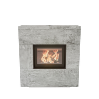 Altech Max Massiv W houtkachel met betonlook en brandend vuur