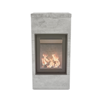 Altech Max Core H houtkachel met stenen bekleding en brandend vuur