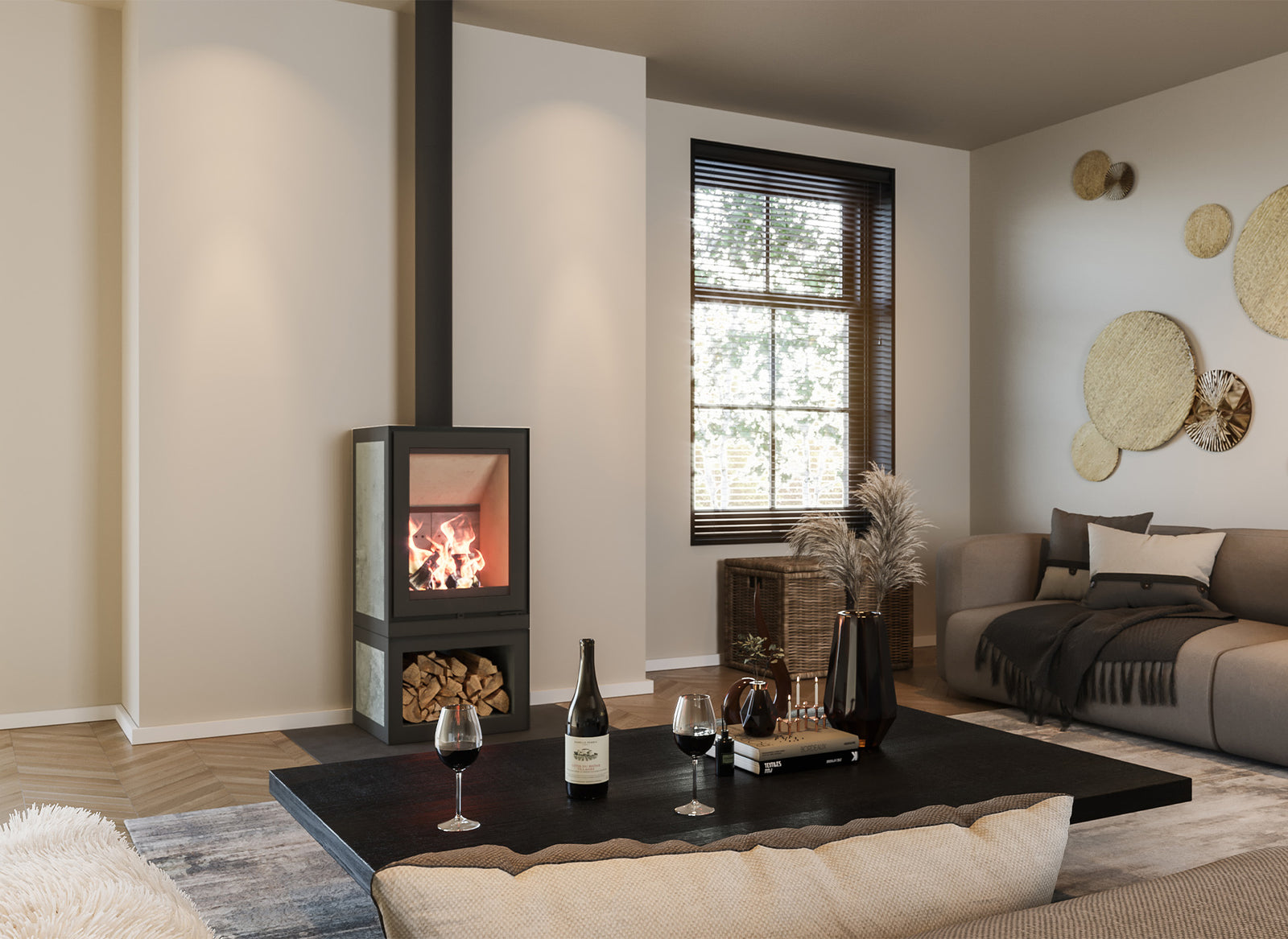 Altech MAX H Depot houtkachel in moderne woonkamer