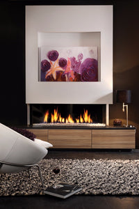 DRU Metro 130XT/3 Eco Wave haard in moderne woonkamer met brandend vuur