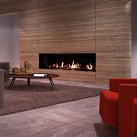 DRU Metro 200XT Eco Wave in moderne woonkamer met lange gashaard