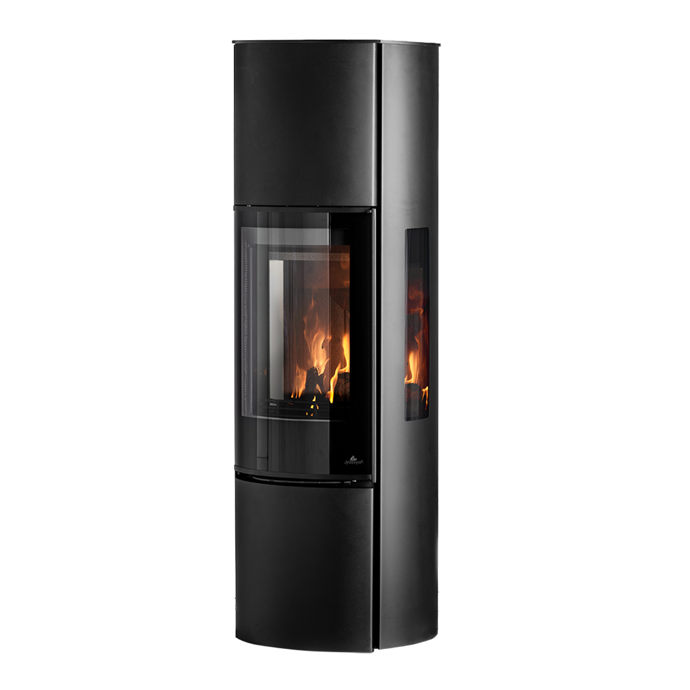 Jydepejsen Cozy Modern High houtkachel met zijruiten en zichtbare vlammen