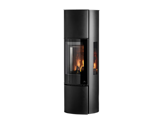 Jydepejsen Cozy Modern High houtkachel met zijruiten, zwart