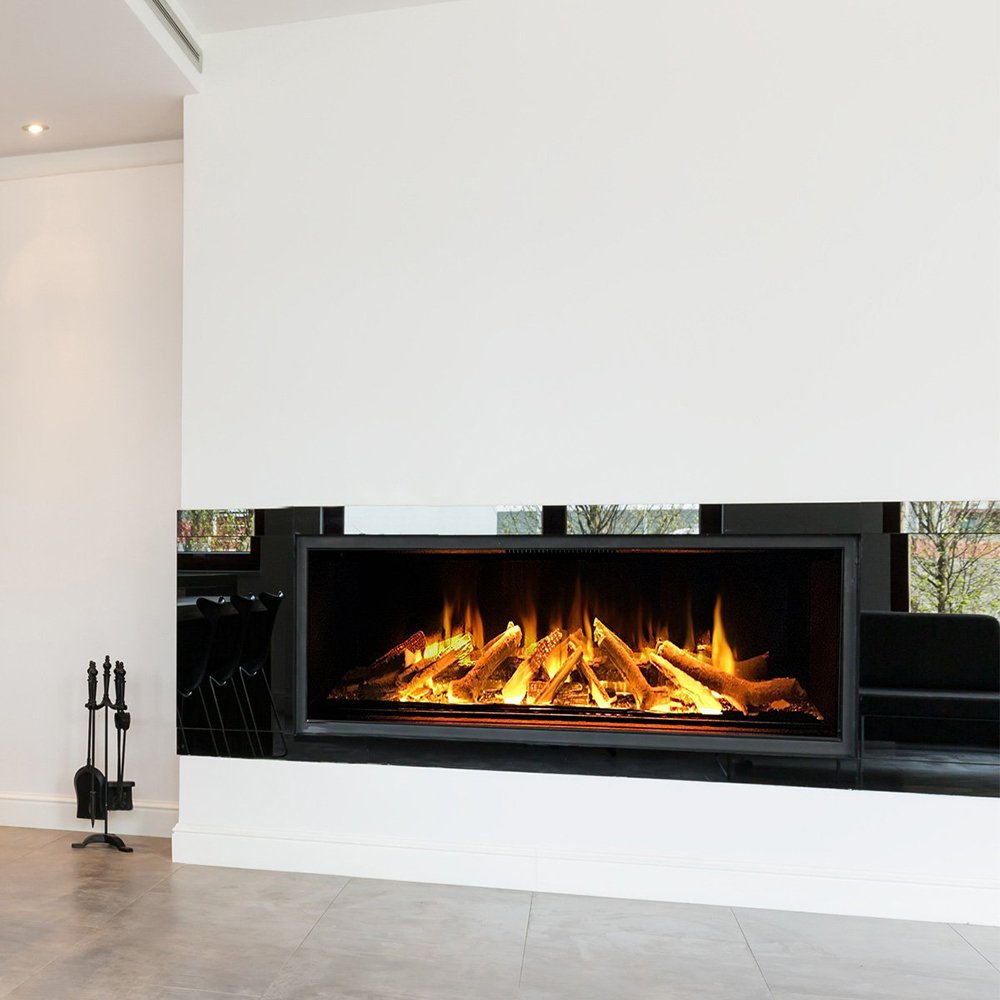 Element4 150 E Modore ingebouwde haard in witte woonkamer