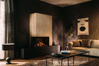 Faber e-MatriX Mood 800/500 II Hoek in moderne woonkamer met vlammen