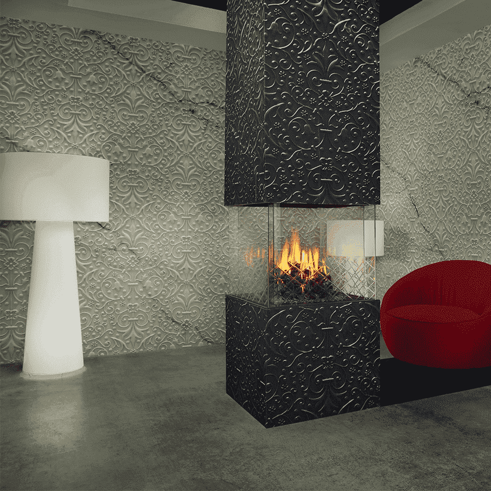 Element4 Architect Series gashaard in moderne woonkamer met zwarte sierschouw