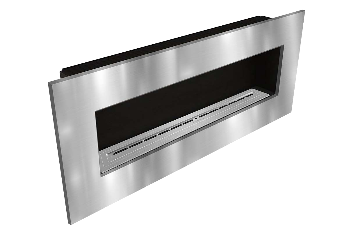 Icon Fires Nero Wall Frame 1450 wandhaard in RVS met zwarte inbouwopening