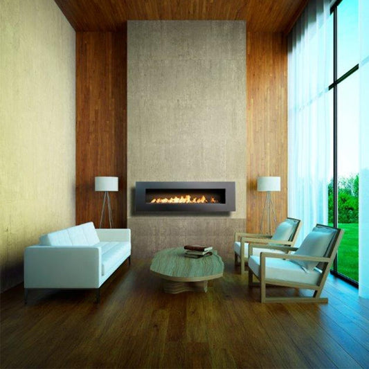 Icon Fires Nero Wall Frame 1750 in moderne woonkamer met wandhaard