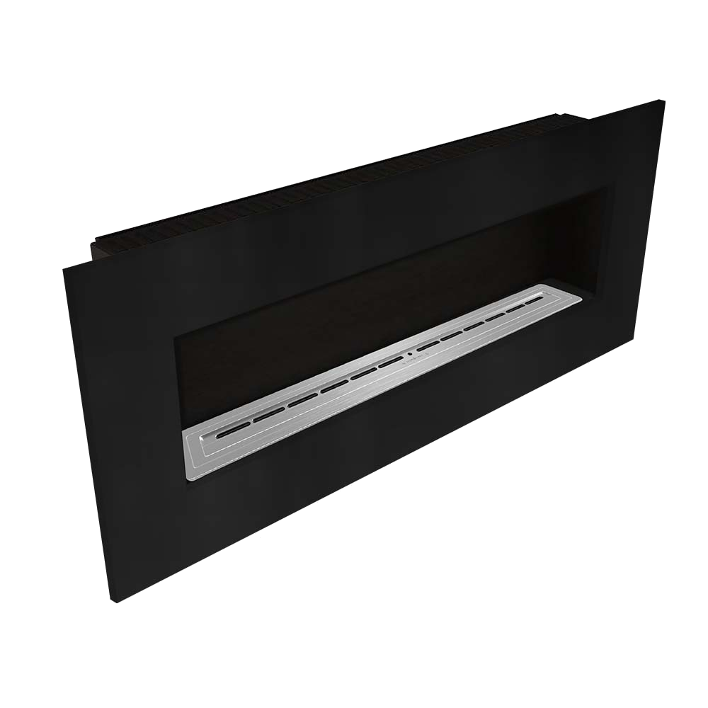 Icon Fires Nero Wall Frame 1450 wandhaard zwart met lange zilverkleurige brander