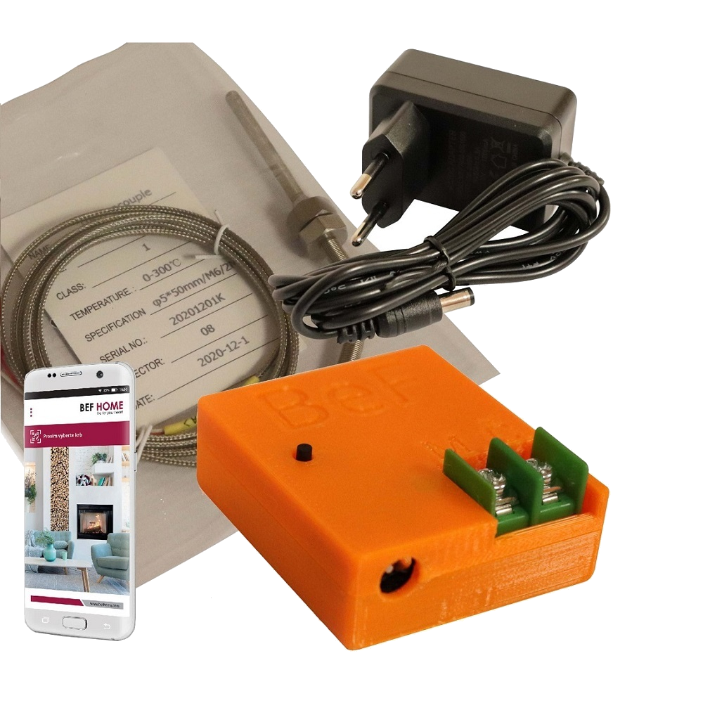 BeF Home Network T-meter met oranje module, sensor en adapter