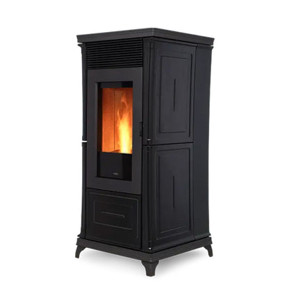 Nobis A10 Classic Plus zwarte kachel met zichtbare vlammen
