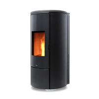 Nobis A10 Round Glass zwarte pelletkachel met vlammen