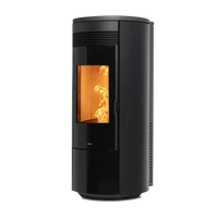 Nobis A11 Round Glass pelletkachel zwart met vlammen achter glas