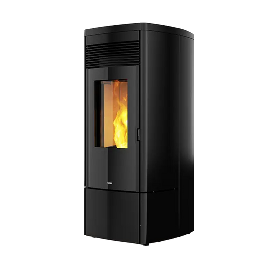 Nobis A13 Zenith Plus zwarte pelletkachel met vlammen