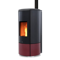 Nobis A8 Round Top Keramiek pelletkachel met zwart en bordeaux omhulsel