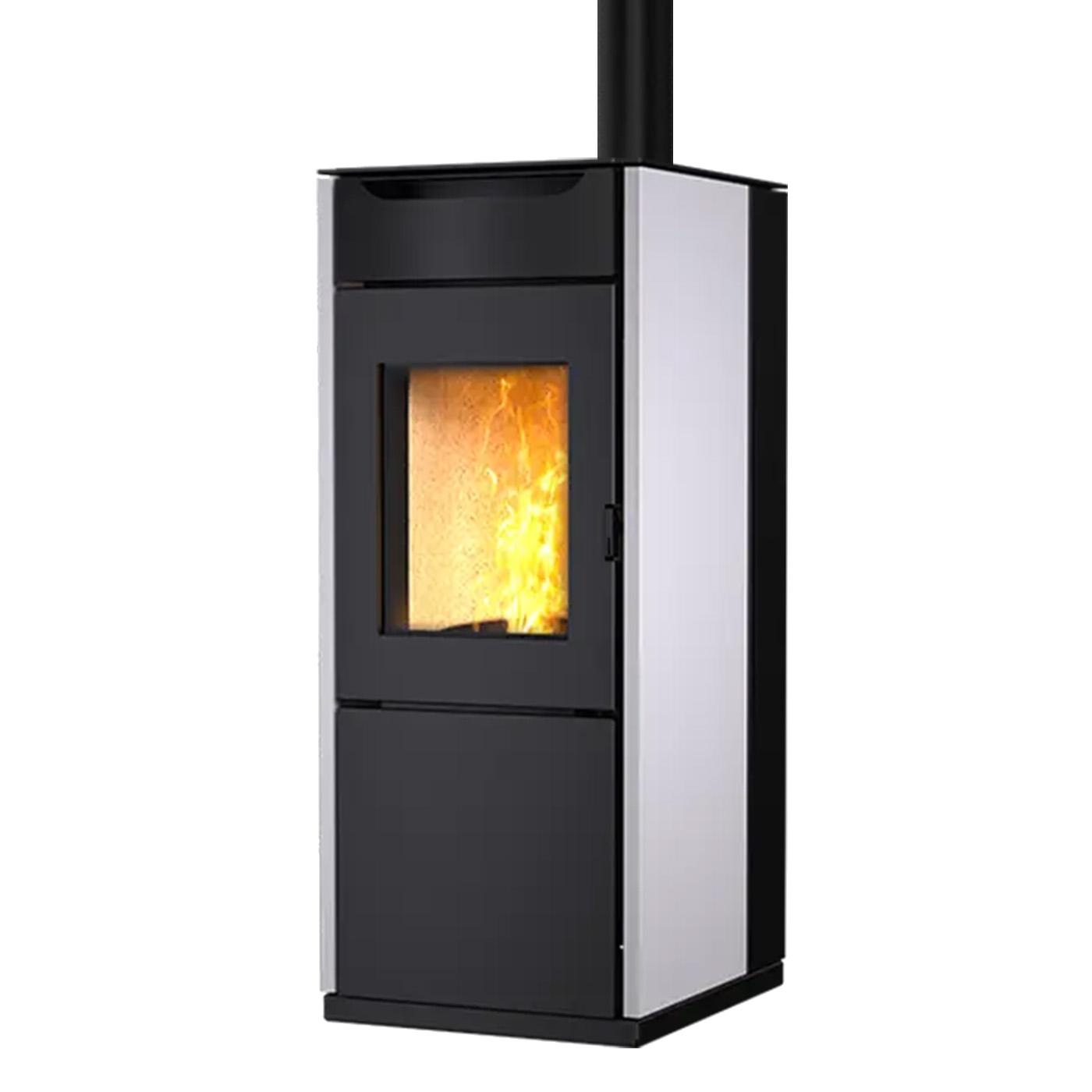 Nobis A8 Quadra Top pelletkachel met zichtbare vlammen