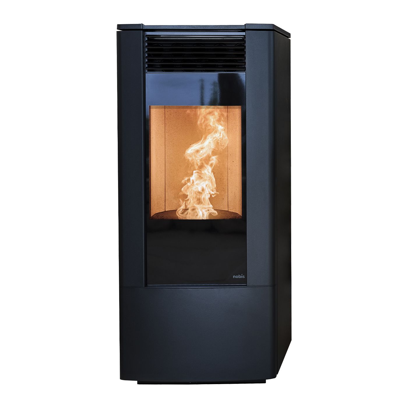 Nobis 7 Lisa pelletkachel met vlam achter glas, zwart
