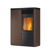 Nobis N70 Slim pelletkachel met zichtbare vlammen, bruin en zwart