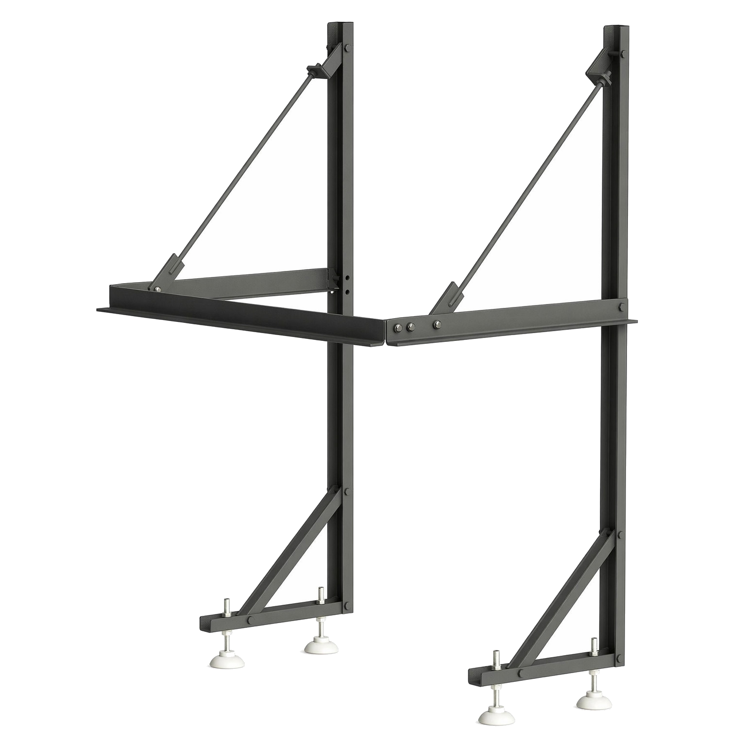 Ondersteuningsframe op witte achtergrond, zwart metalen frame