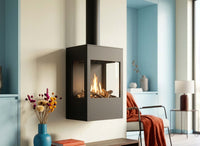 Wanders Onyx Wall gaskachel met vlammen in een modern interieur