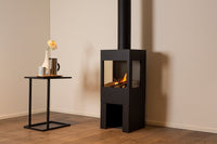 Wanders Onyx Base gaskachel in minimalistische woonkamer