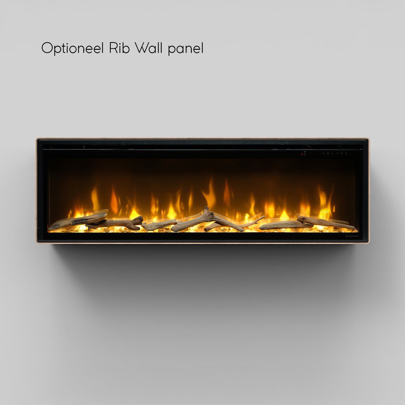 Dimplex Ignite Evolve 50 met vlammen en houtblokken, optieeel Rib Wall panel