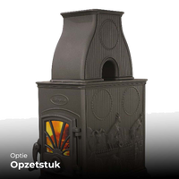 Dovre 40CBS houtkachel met opzetstuk en sierlijke gietijzeren details