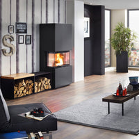 Olsberg Bausatz Osorno kachel in moderne woonkamer met brandend vuur