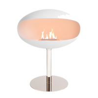 Cocoon Fires Pedestal wit met zichtbare vlammen op standaard