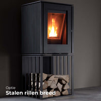 Trimline Fires Woody Loft Pellet kachel met vuurvenster en houtopslag