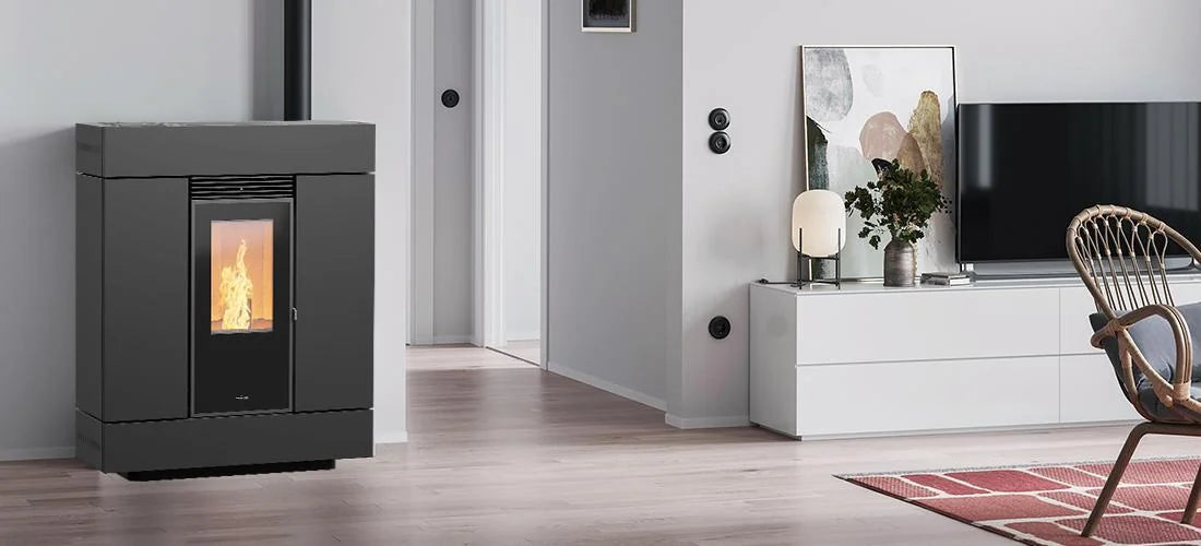 Nordic Fire Espa pelletkachel in moderne woonkamer