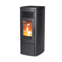 Nordic Fire Viktor 10-12 zwarte kachel met vuur in de ruit