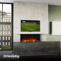 Charlton & Jenrick Polaris 1000mm elektrische haard in moderne woonkamer met tv