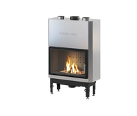 Nordic Fire Prestige 70 Air in zilverkleur met brandend vuur