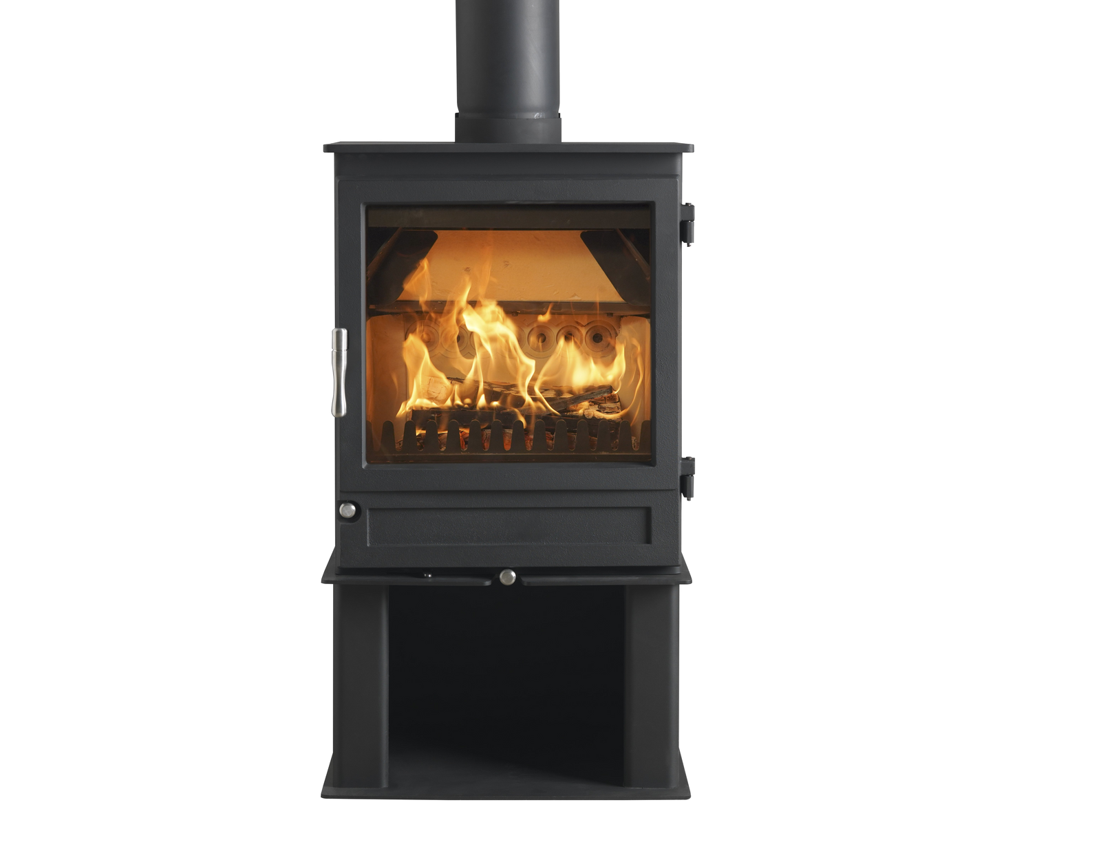 Charlton & Jenrick Purevision Heritage 5kW rechte deur, zwarte houtkachel met vuur
