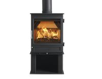 Charlton & Jenrick Purevision Heritage 5kW rechte deur, zwarte houtkachel met vuur