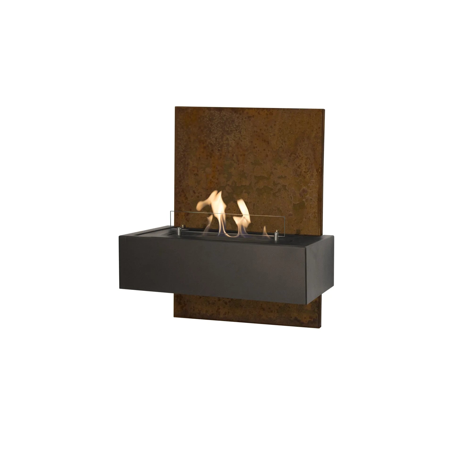 Xaralyn Quero wandhaard met roestkleurige achterwand en moderne, rechthoekige brander.