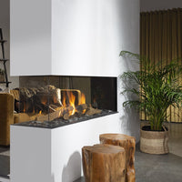Element4 Summum 140 Roomdivider in moderne woonkamer met brandend haardvuur
