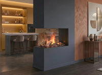 Dimplex e-MatriX 800/500 RD in moderne keuken met ingebouwde haard