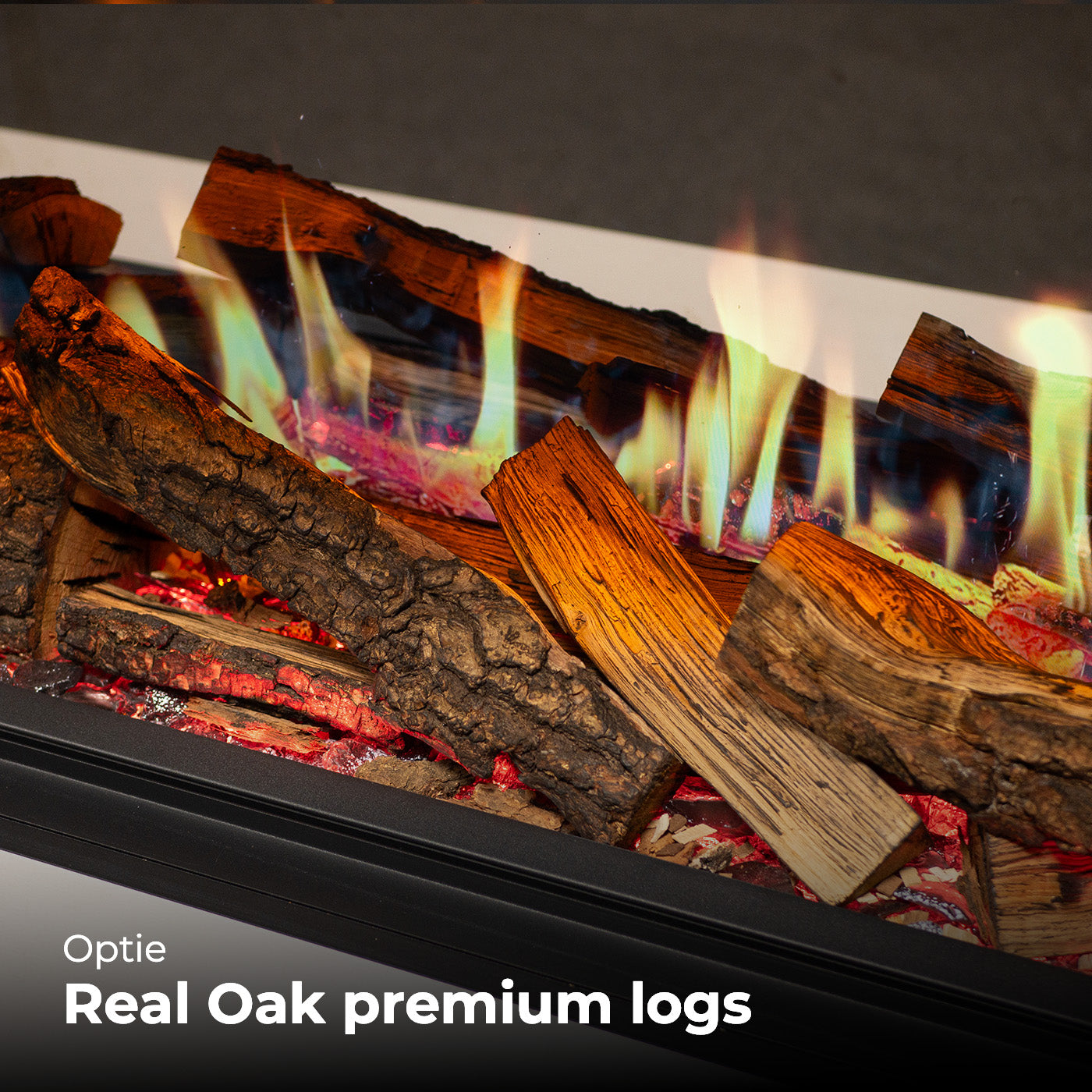 Charlton & Jenrick Luminosa 150 met Real Oak premium logs en vlammen