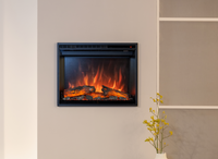 Wanders Redstone 36'' ingebouwde haard in moderne wand, met vlammen en houtblokken