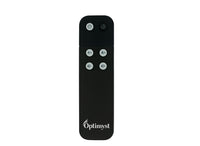 Dimplex Opti-myst afstandsbediening met knoppen en Optimyst-logo