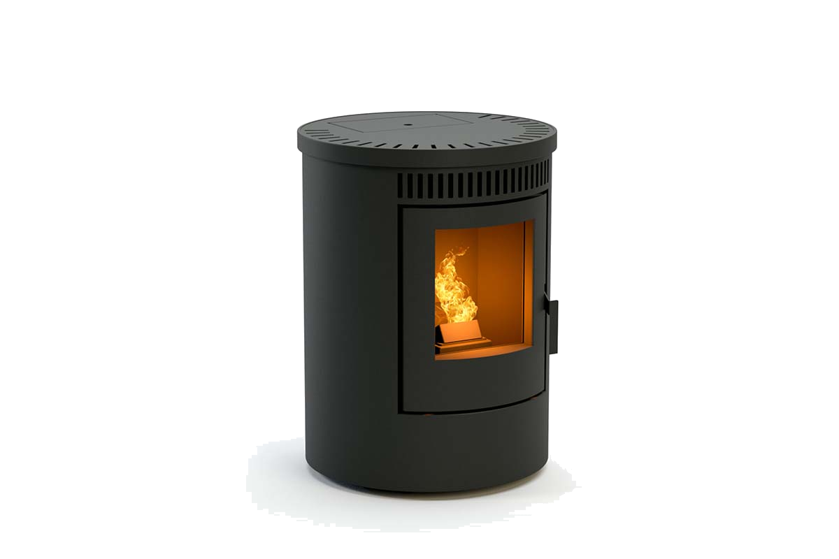 Duroflame Rinus pelletkachel zwart met brandend zichtvenster