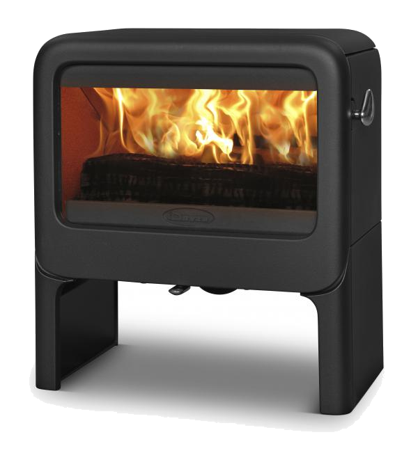 Dovre Rock500 TB vrijstaande kachel met brandend vuur