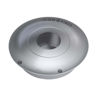Icon Fires Round Burner ronde brander in zilverkleurige studio-opname
