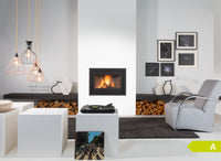 Wanders WAN-2068 Front in moderne woonkamer met brandend vuur