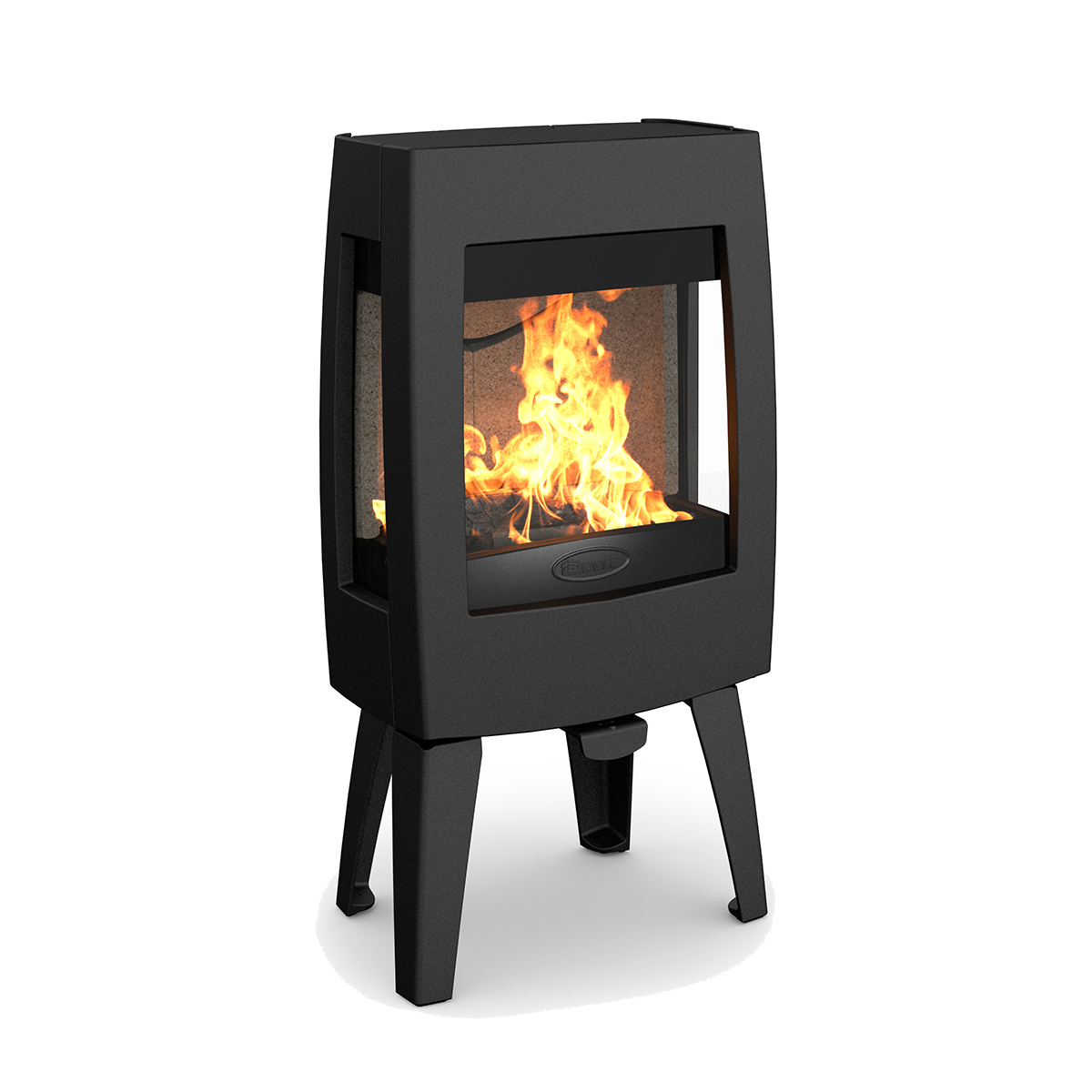 Dovre Sense 303 houtkachel met zicht op brandend vuur